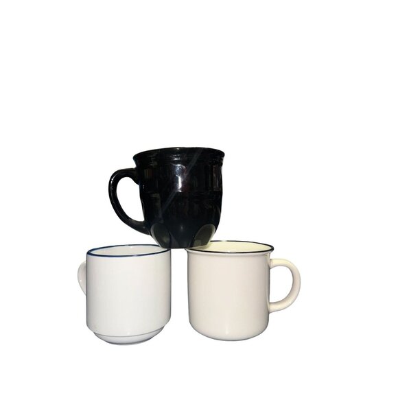 Mainstays 7 Unbranded Mug Set Of 3 Black & White - Picture 1 of 15